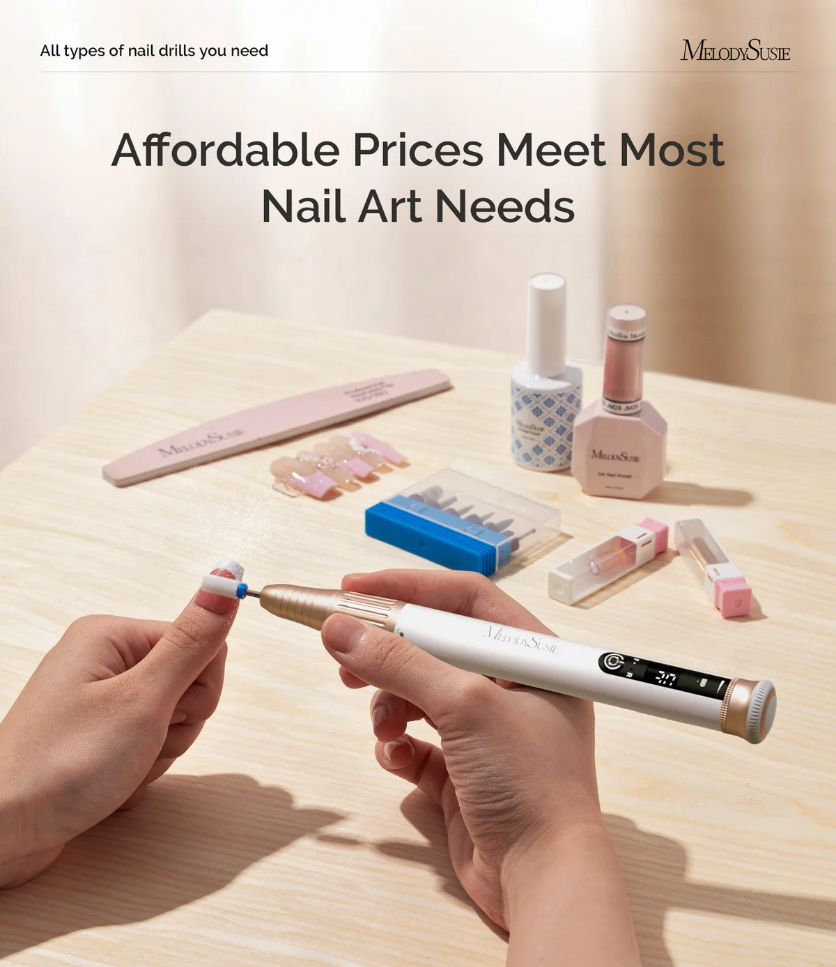 Drill Machine - Pen-Shaped Rechargeable Nail Drill 30,000RPM - White or Black