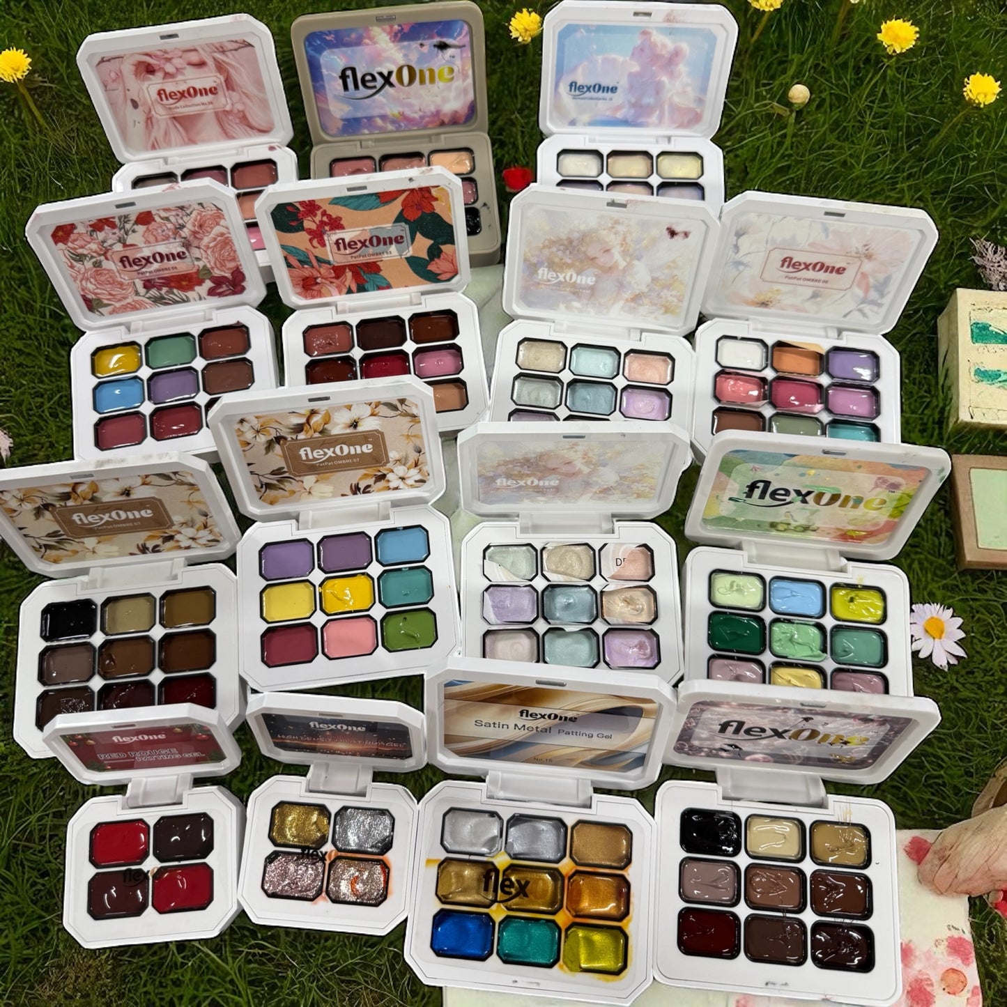 FlexOne Pat Pat Thick Ombre Gel – 9 Color Set for Sponge Blending - Painting Gel