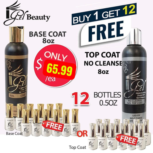 Igel Basecoat Refill 8oz / Igel Topcoat Refill 8oz free 12 bottles 0.5oz