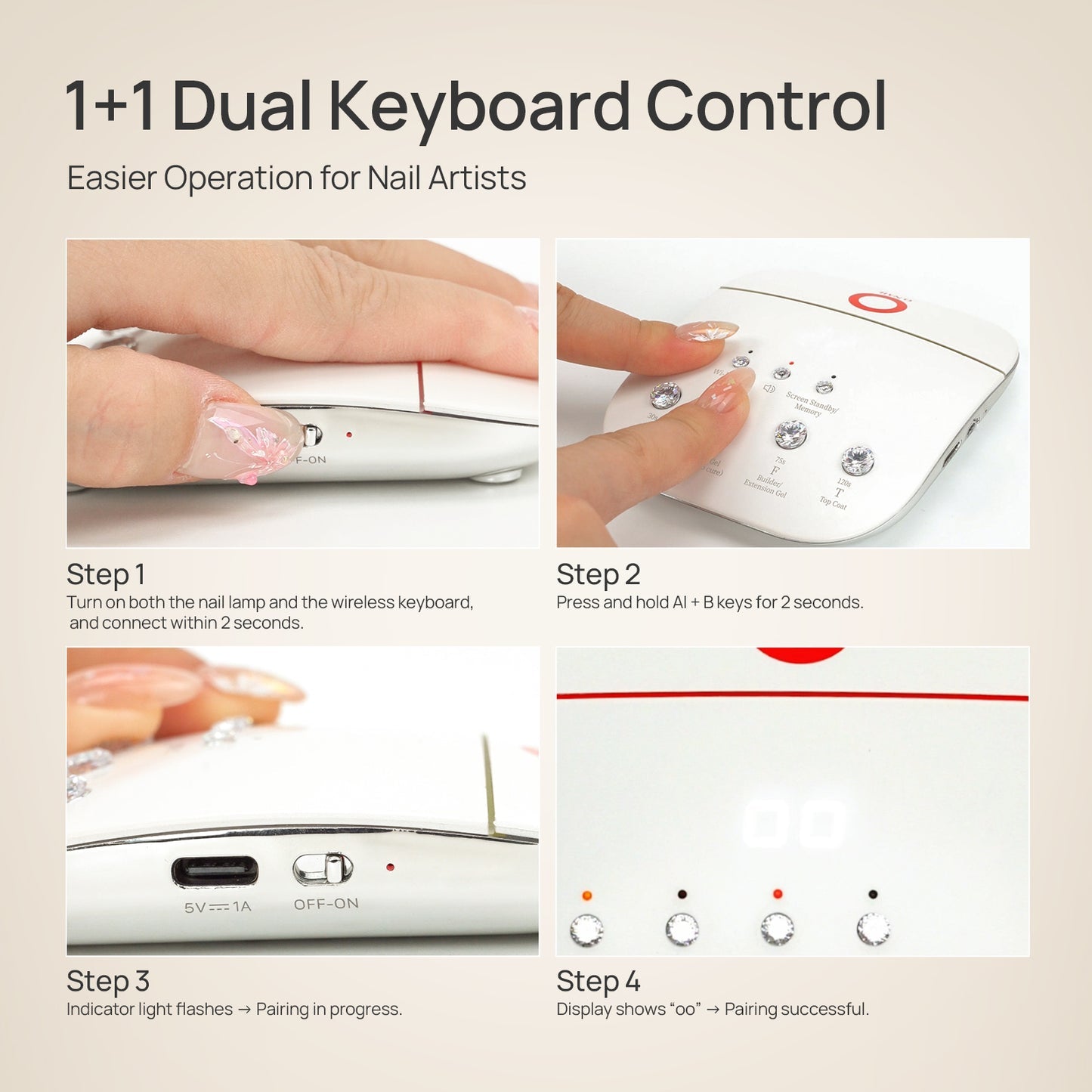 ONAIL LED AIネイルランプ ワイヤレスキーボード付き ONail Wireless Keyboard for AI Nail Lamp – Scarlett Nail Supplies