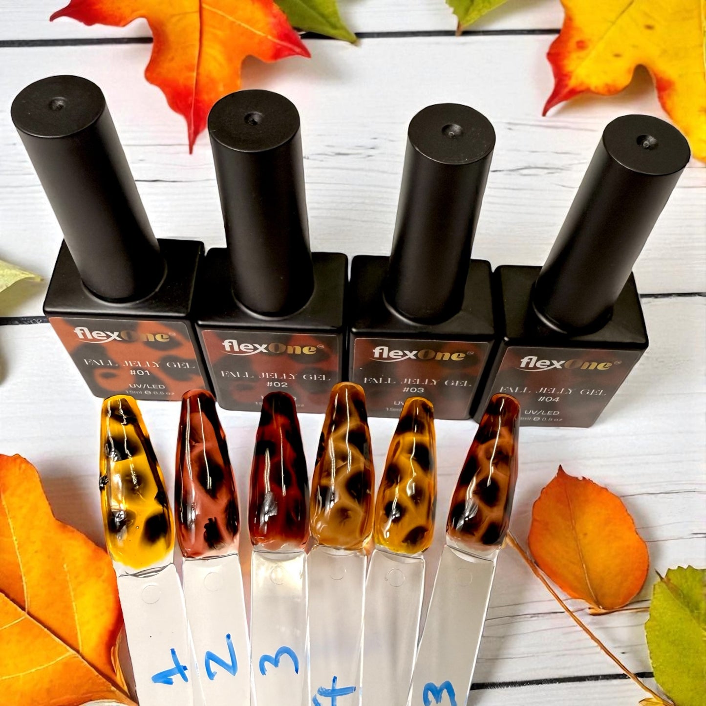 Fall Jelly Gel - Tortoise Shell Nails - 4 Jelly Gel Design 15ml Nail Polish