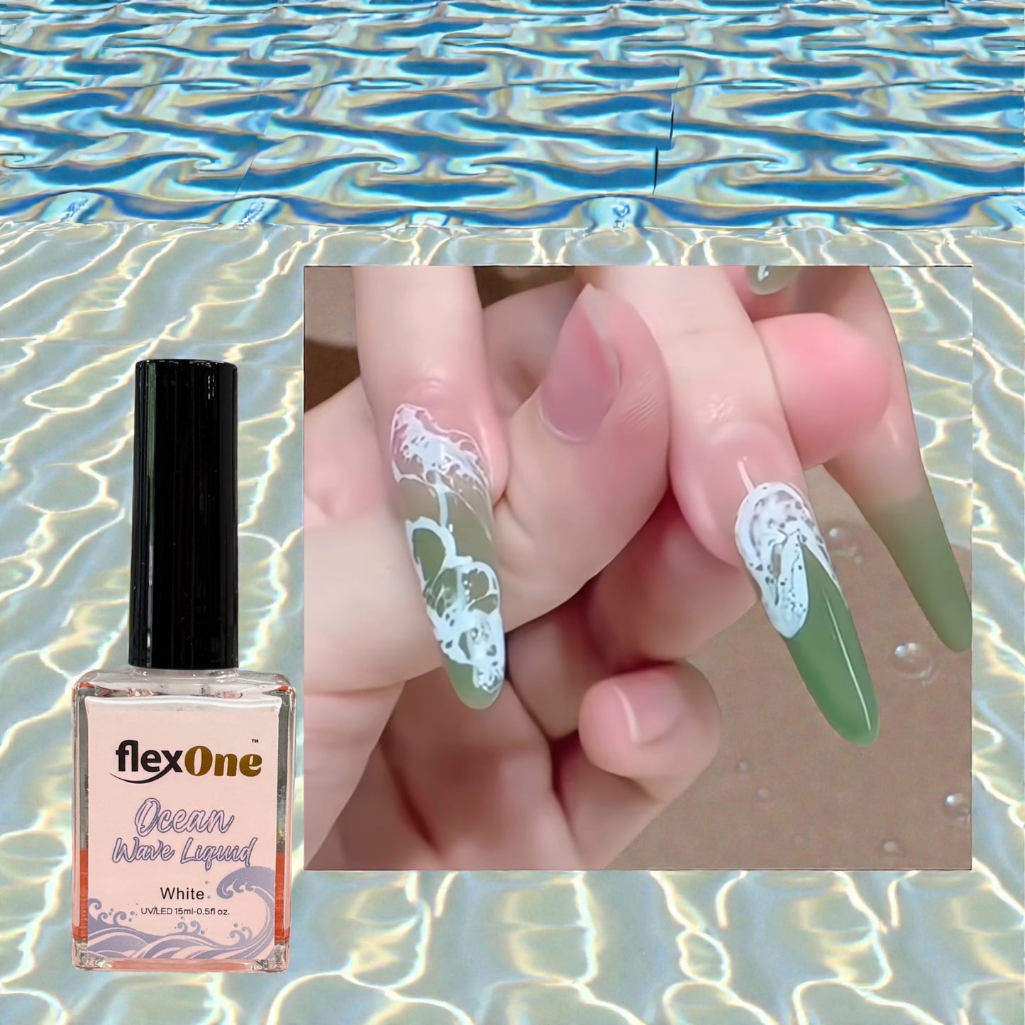 Wave Ocean Gel Nail Art - White color