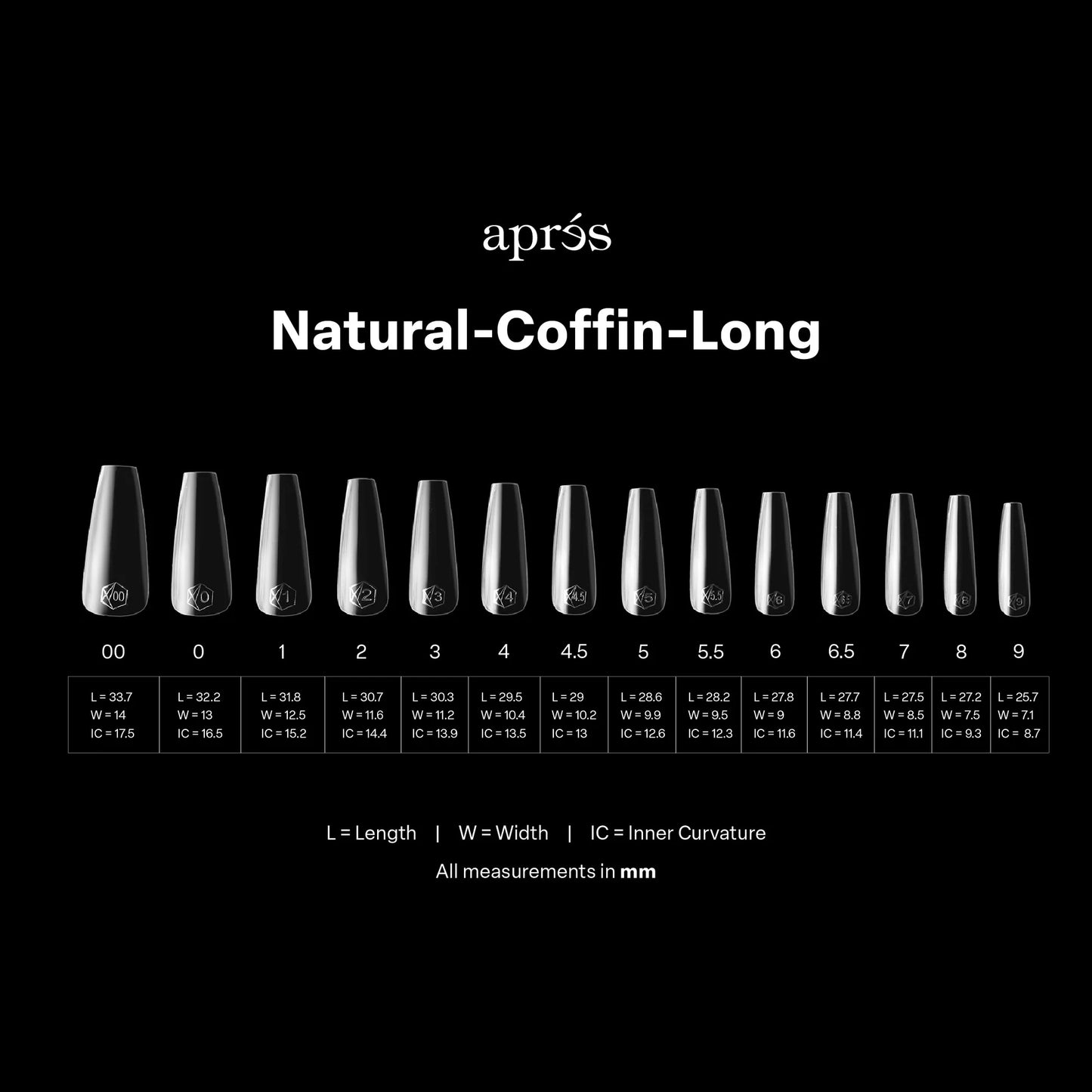 APRES GEL-X NATURAL COFFIN LONG BOX OF TIPS - PRO (600PCS)