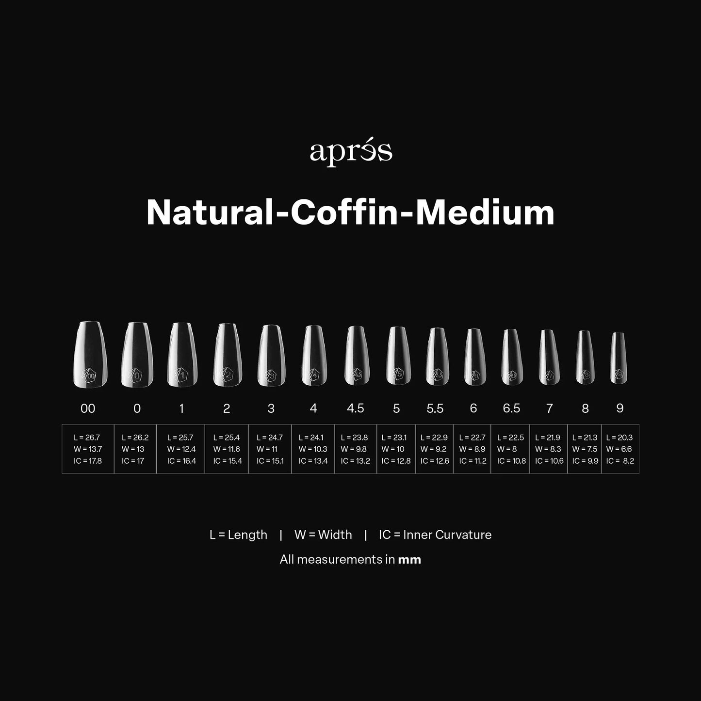 APRES GEL-X NATURAL COFFIN MEDIUM BOX OF TIPS - PRO (600PCS)