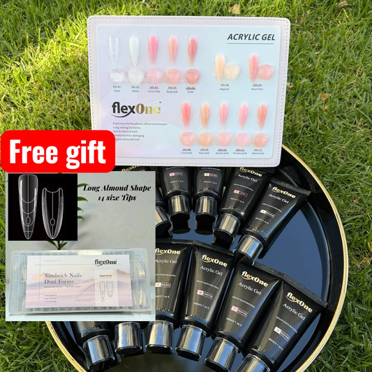 Set 12 Colors FlexOne Poly Gel/ Acrylic gel+ Free Gift