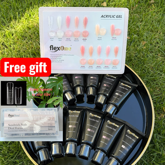 Set 12 Colors FlexOne Poly Gel/ Acrylic gel+ Free Gift