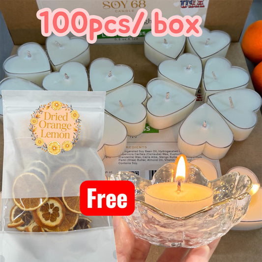 Heart Massage Oil Candle 0.5oz 100 pcs + FREE Candle Holder + Dried Orange