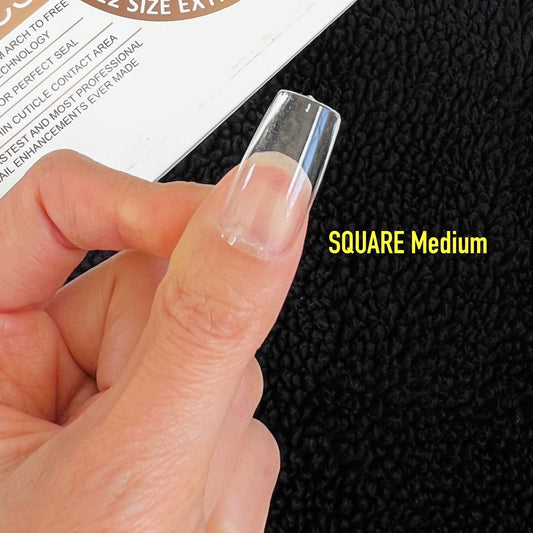 SQUARE Medium- Gel-X Nail Tips HANG Brand - Full Tips Coverage 800pcs Natural