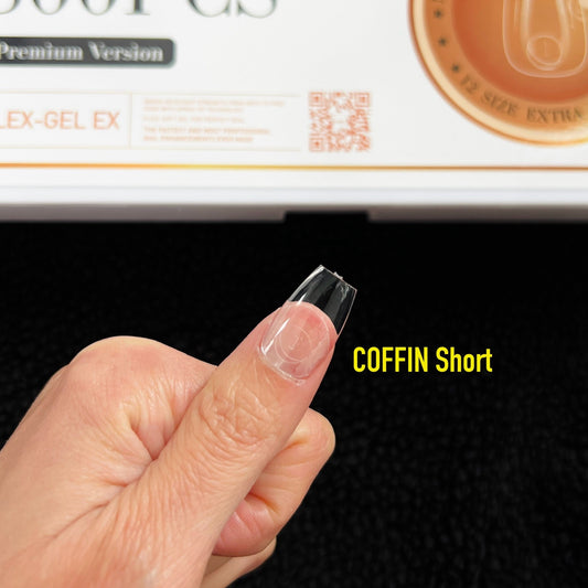 COFFIN Short - Natural Gel-X Nail Tips - 800pcs HANG Brand