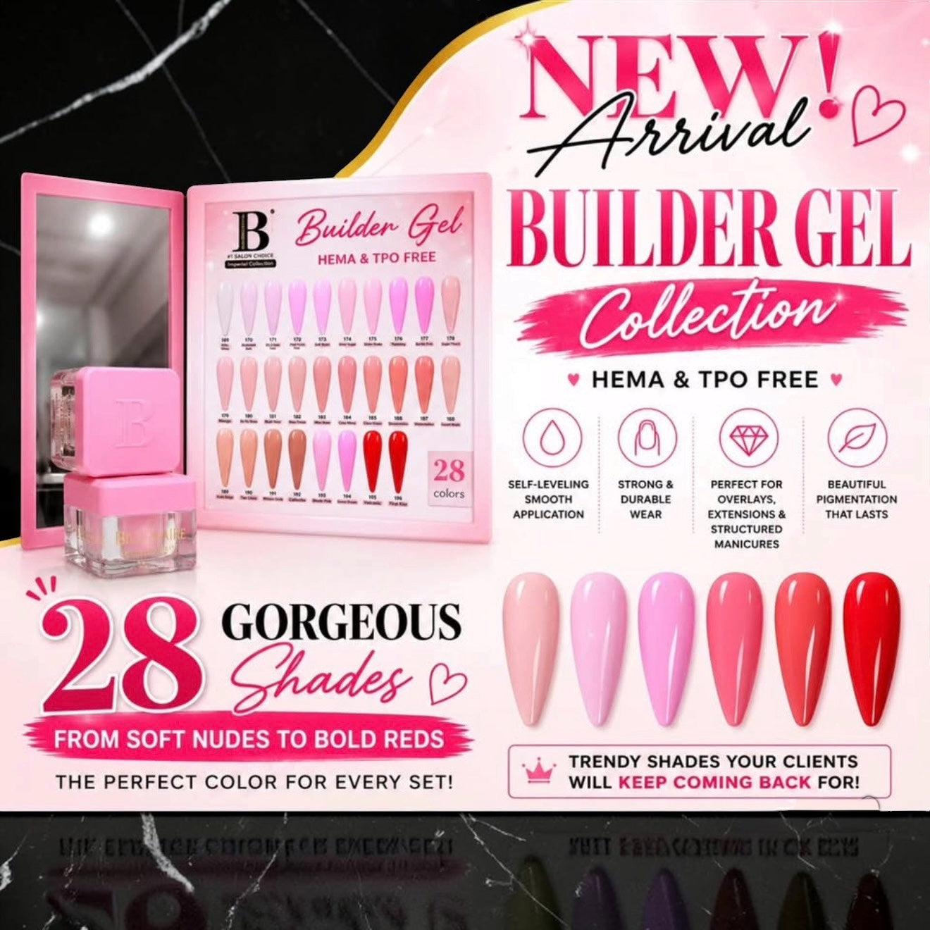 New Arrival - Billionair Builder gel Collection 28 Sheer colors - Hema/ TPO Free