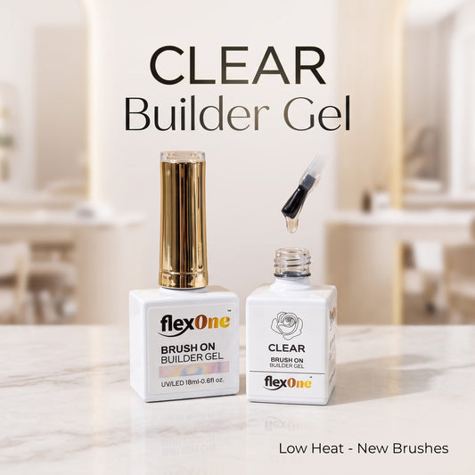 Crystal CLEAR Builder Gel in Bottle - Brush on & Low Heat - FlexOne Brand