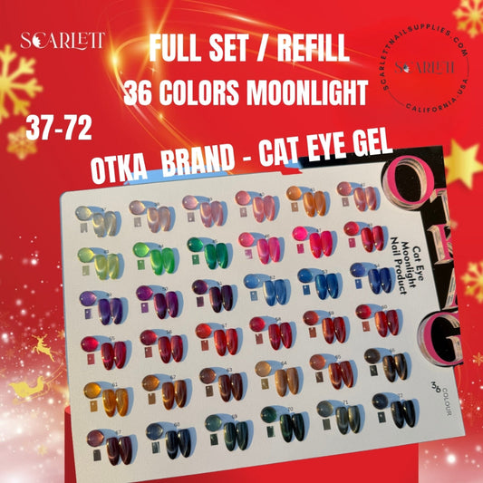 36 colors moonlight cat eye UV gel polish set with magnetic shimmer effect
