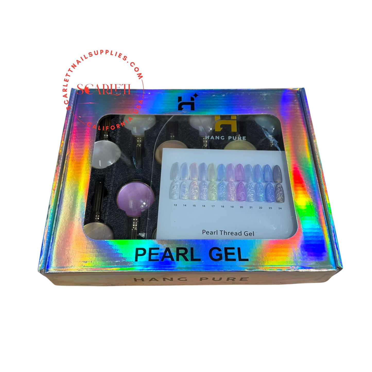 Pearl Thread Gel Swatch – 12 Dual-Effect Colors for Professional Nail Art