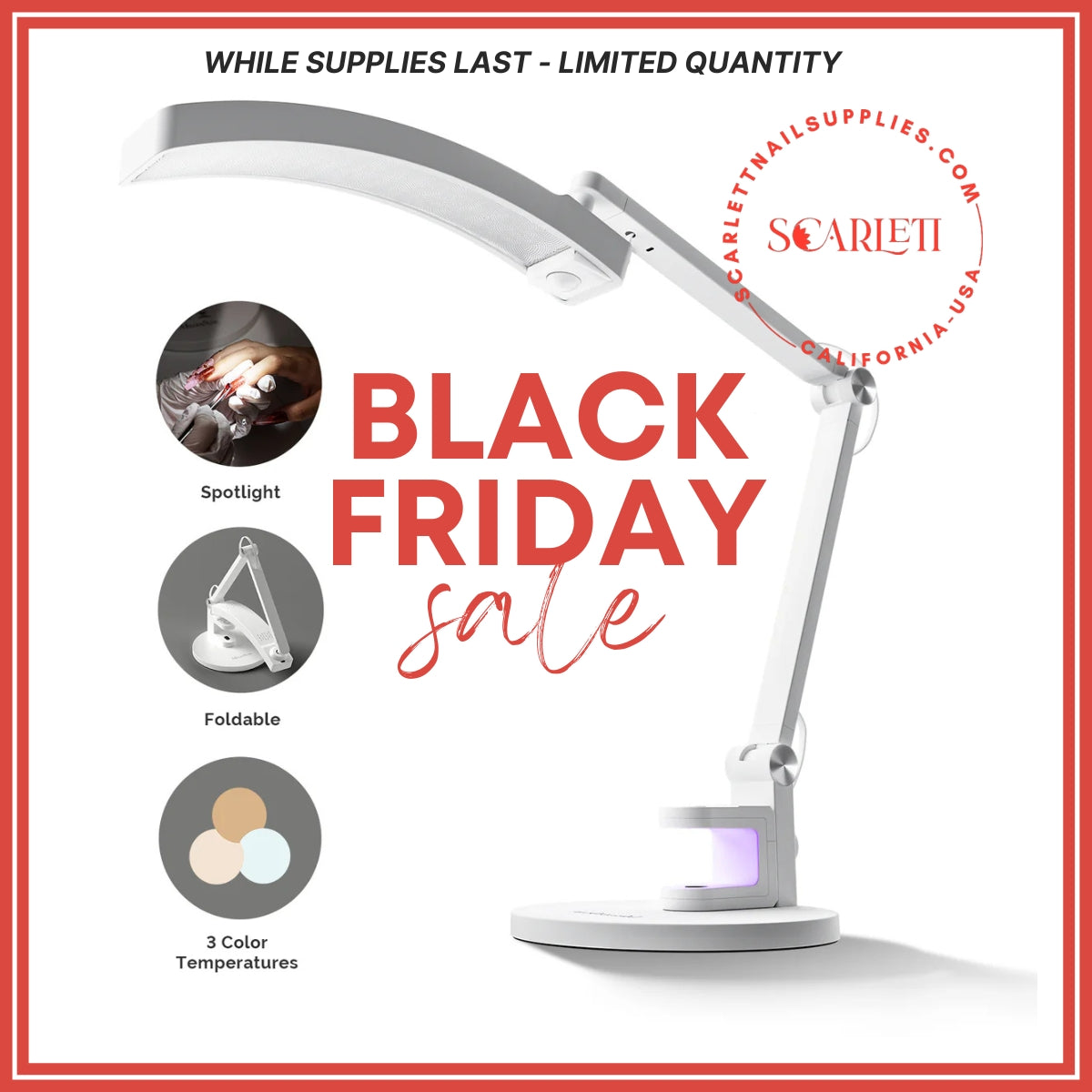 [Pre-Order Dec 15 ]Professional 3-Mode Nail Focused Manicure Table Lamp – Premium Salon LED Light