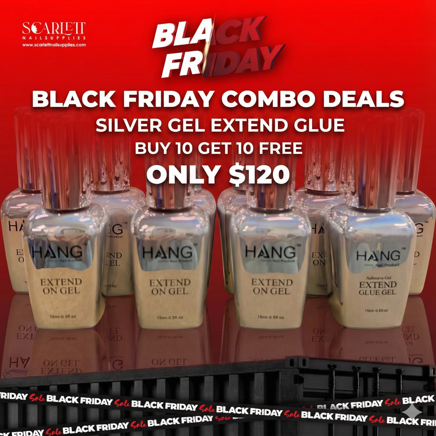BLACK FRIDAY - SILVER EXTEND GEL GLUE BUY 10 GET 10 FREE (TOTAL 20 BOTTLES)