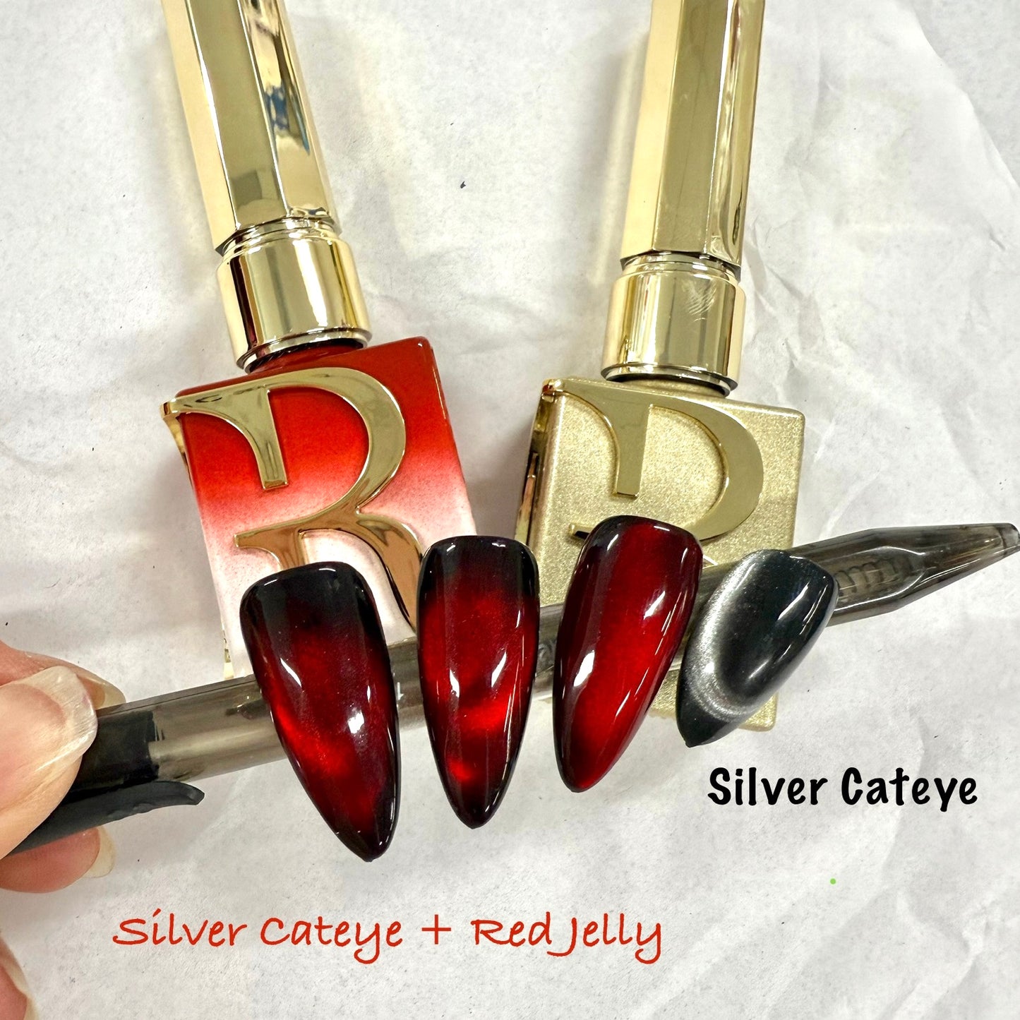 Red Jelly Cat Eye Vampy Glass Nails – Gel Polish Combo