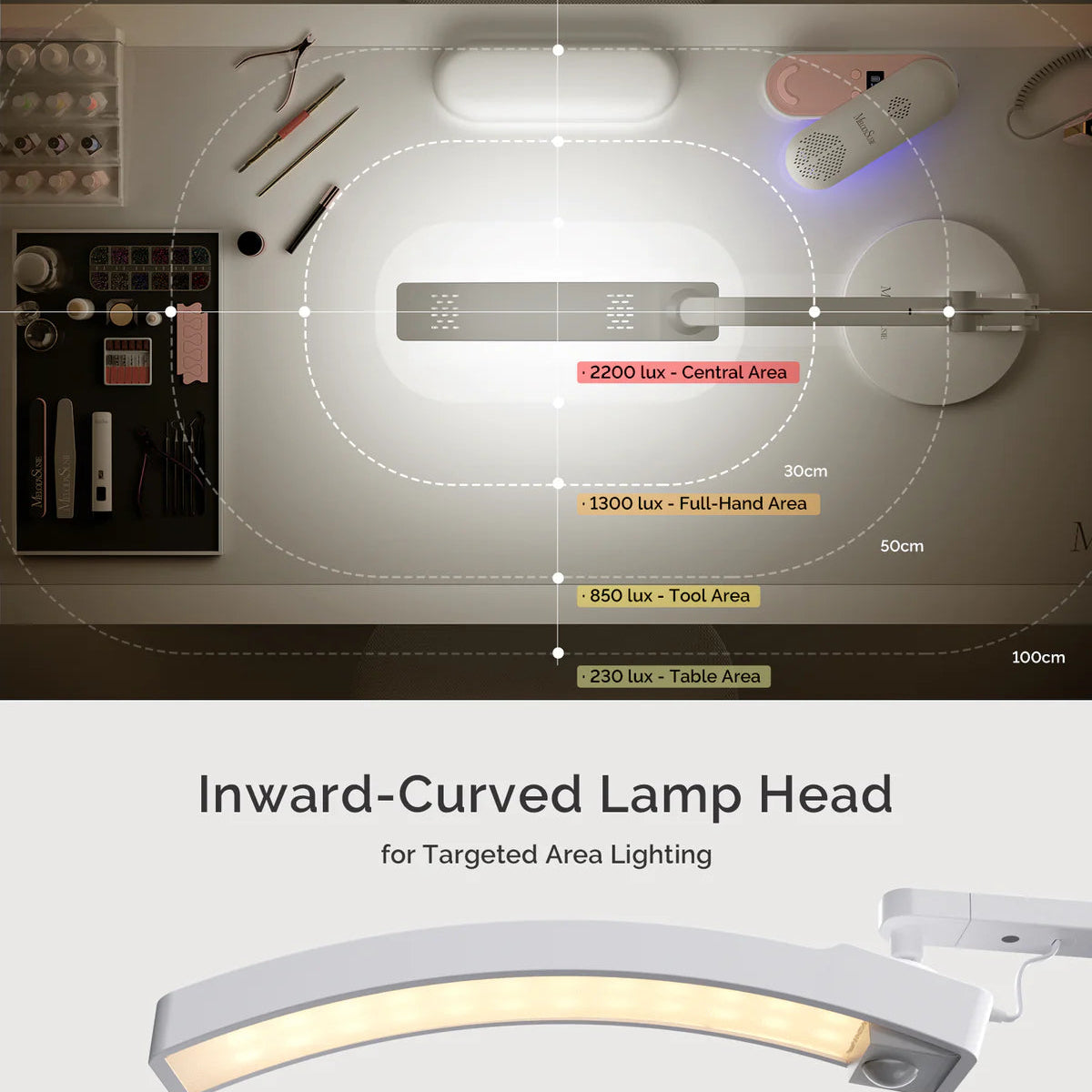 Targeted area lighting lamp for manicure