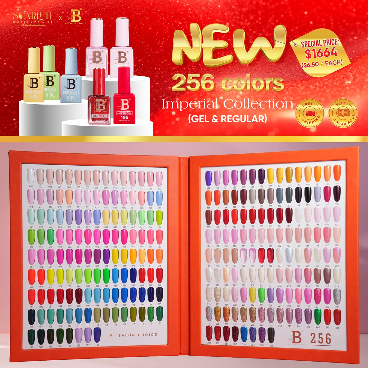 Billionaire Imperial Collection 256 Colors – Matching Gel & Regular Nail Polish with Special Price, Free Color Book & Shipping