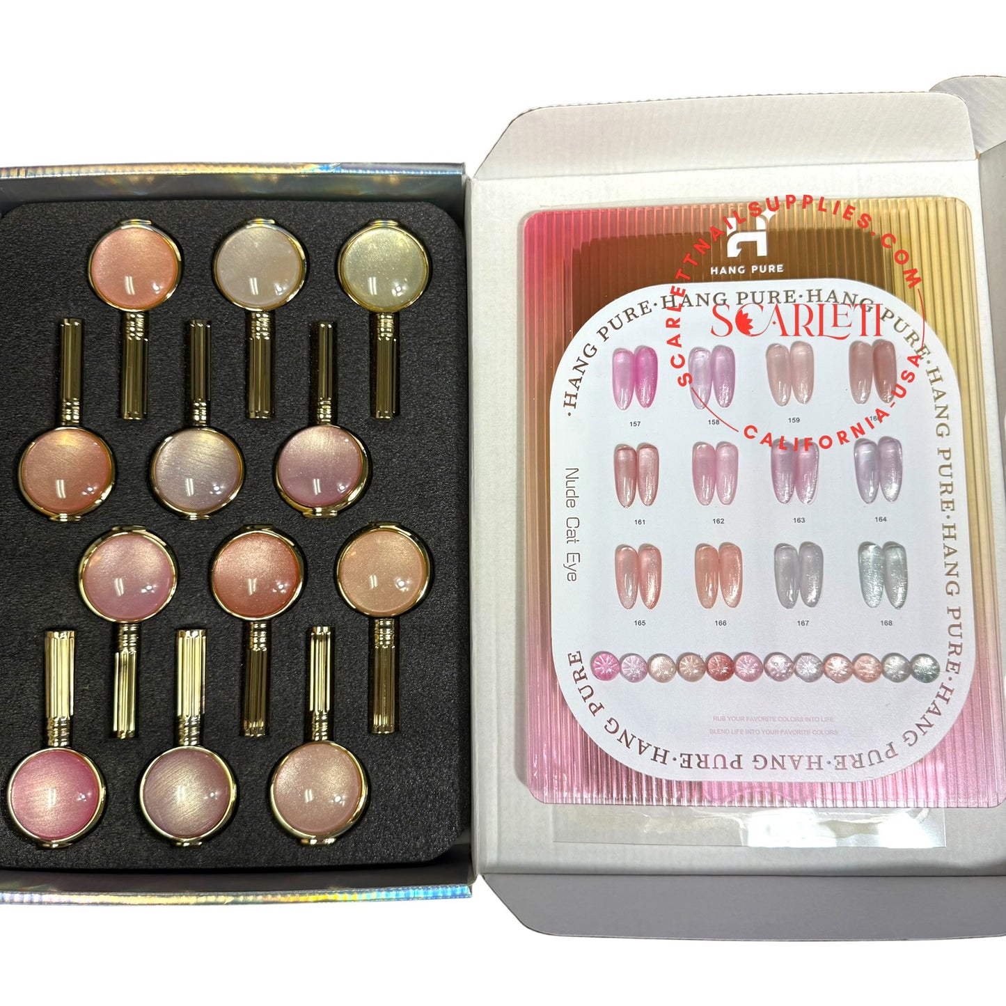 12 Nude Cat Eye Gel Shades by Hang Pure – Magnetic Nude Swatch Set