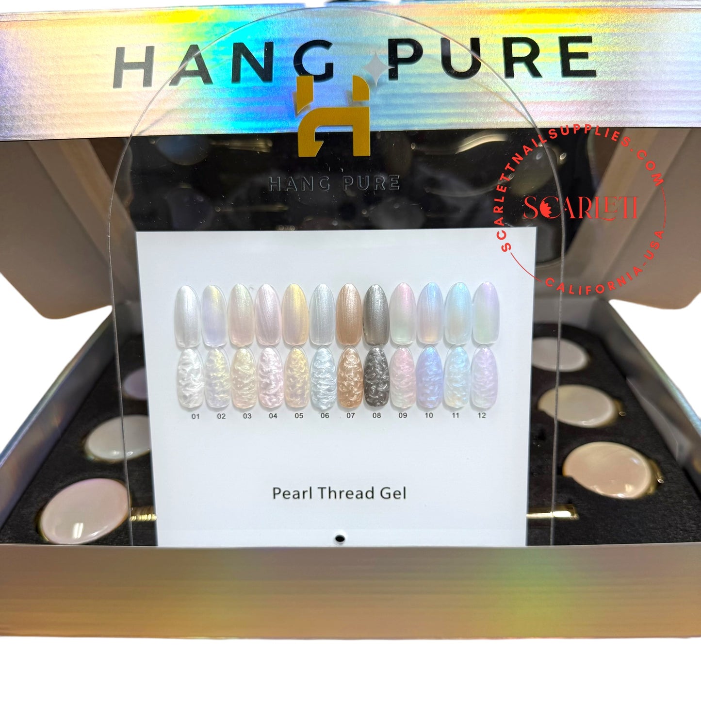 Hang Pure Pearl Thread Gel – Full Display of 12 Colors 01–12 for Professional Nail Art