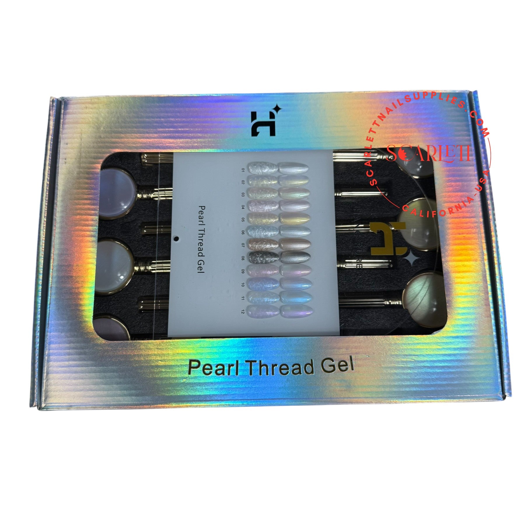 Hang Pure Pearl Thread Gel – 12 Color Set 01–12 with Pearl & Thread Effects in Holographic Box