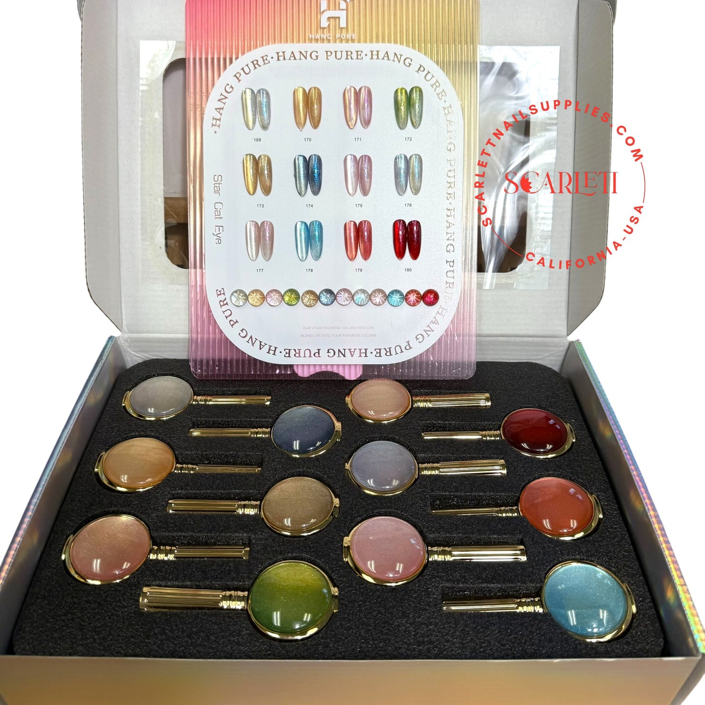 12 Star Cat Eye Magnetic Gel Shades by Hang Pure with Shimmer and Reflective Beam Effect