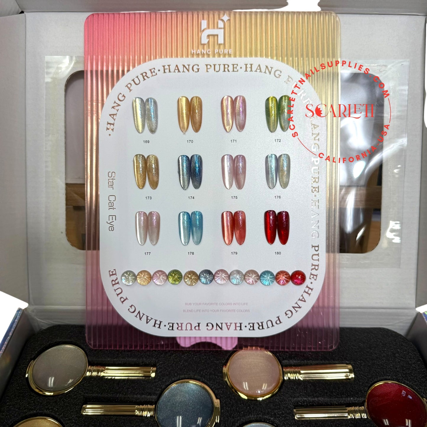 Hang Pure Star Cat Eye Gel 12-Color Collection with Full Swatch Display Showing Two Design Styles
