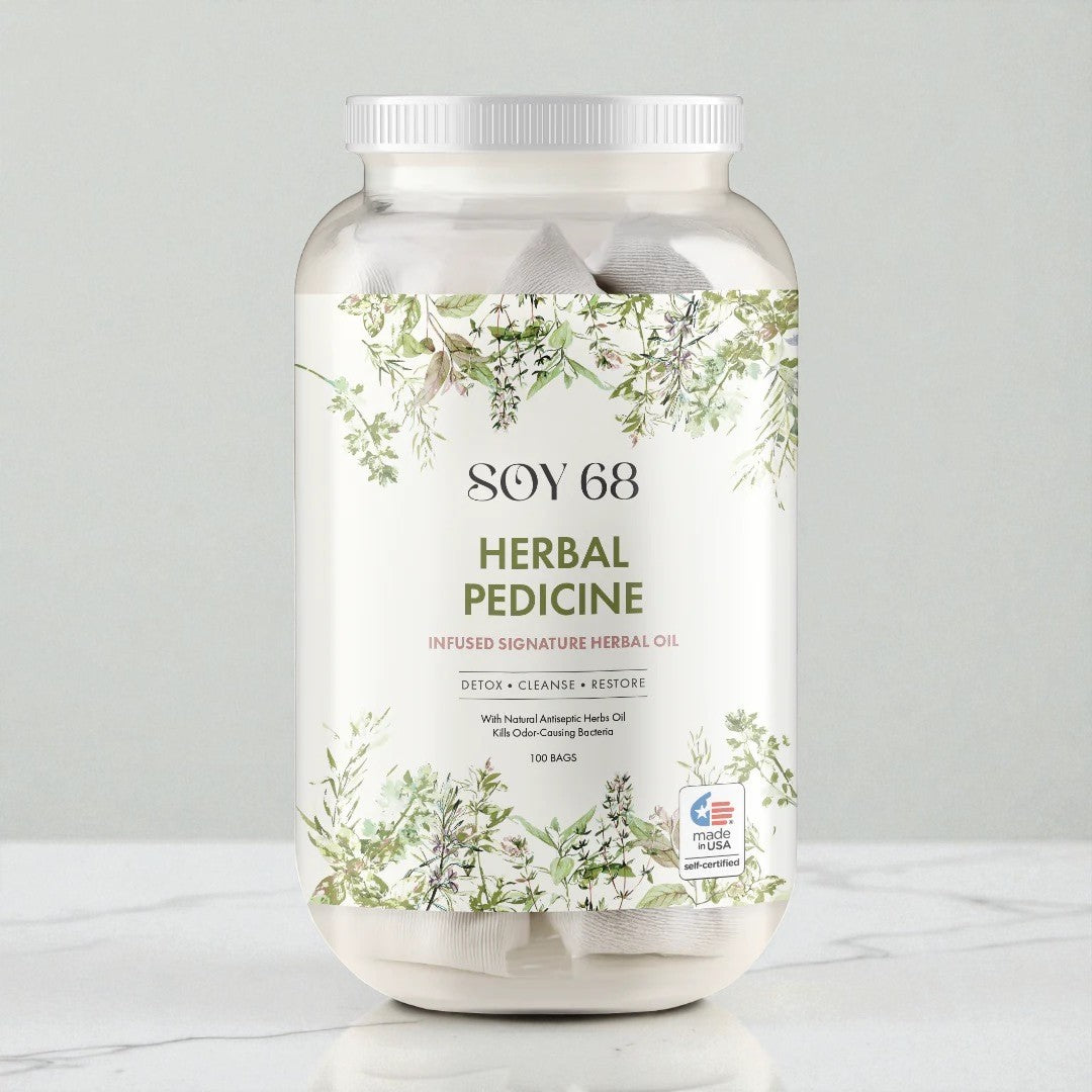 Herbal Foot Soak Pouches – Antifungal & Deodorizing 100-Bag Jar for Professional Pedicure Use