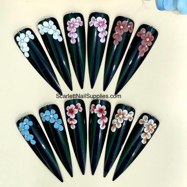 Set 4 Pieces Handmade 3D Flowers Nails