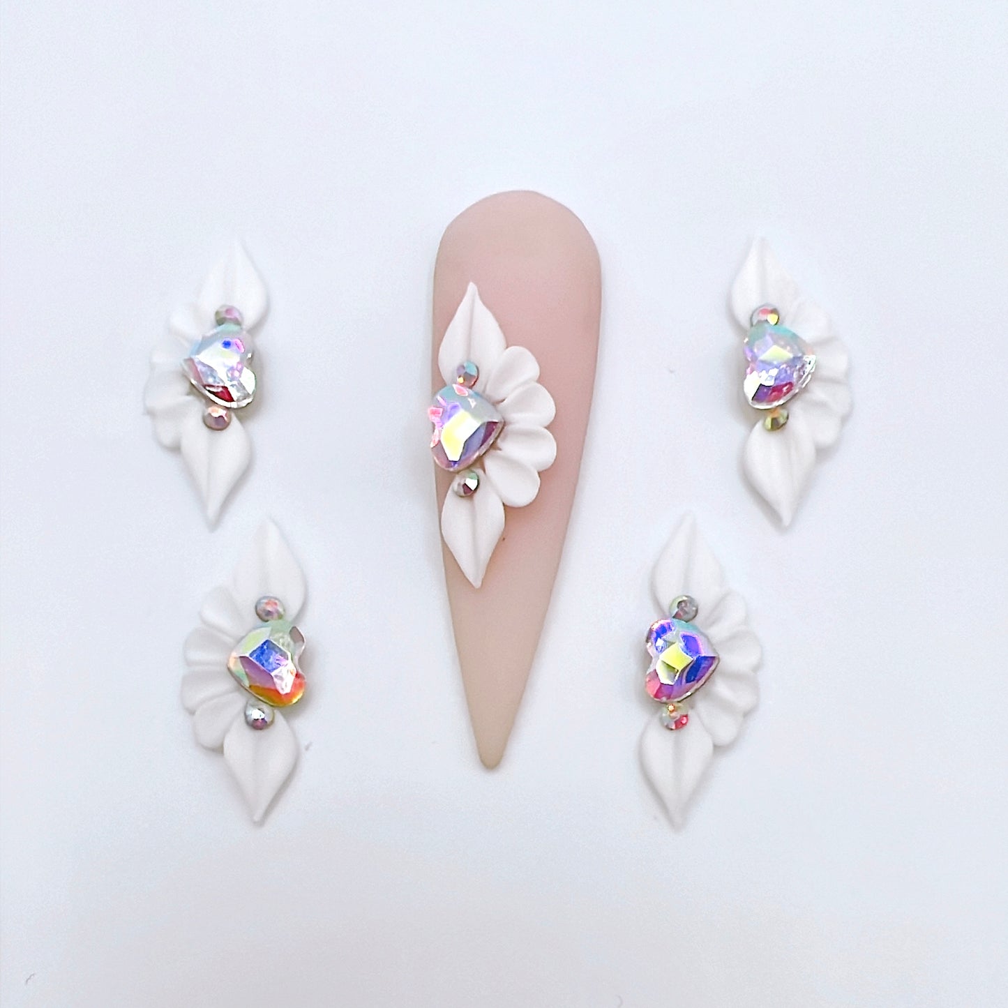 4pcs Long Petal 3D Acrylic Nail Flowers