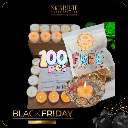 Massage Oil Candle Round Cup 100 pcs Box + Candle Holder + Dried Orange