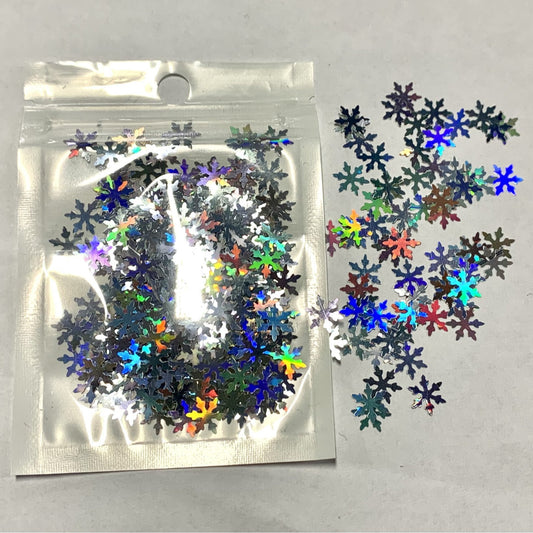 Christmas Holographic Sequins - Snowflake Nail Art Sequin. Holographic Silver Small Snowflake nail art sequins