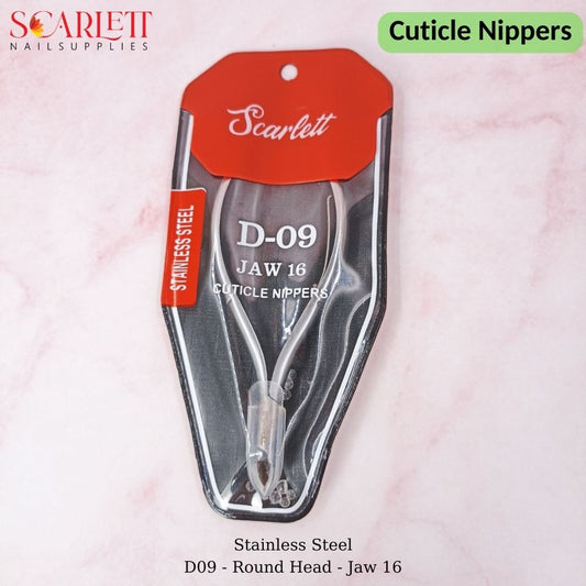 Cuticle Nippers - Stainless Steel - D09 - Jaw 16. Round Head Cuticle Nipper for Nails. It is made of Stainless Steel.