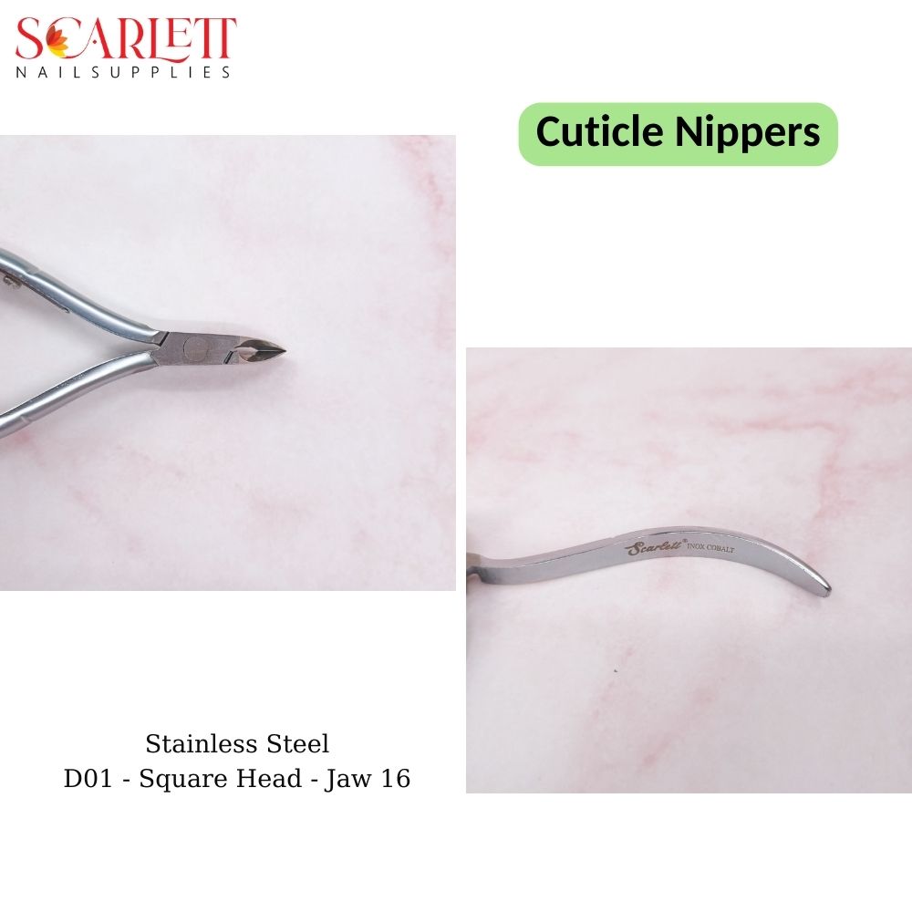 This is a professional cuticle nippers must have for manicure & pedicure. Material: Stainless Steel Square Head Jaw 16 for best performance Brand: Scarlett