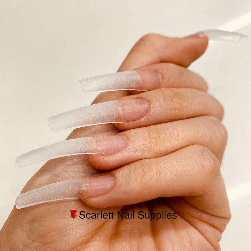 Tapered Coffin Nail Tips are designed with long length and no c-curve, natural side curve.