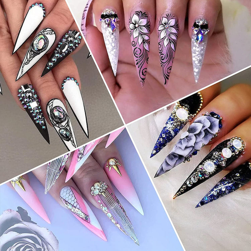 French Tips Half Cover Stiletto Nails