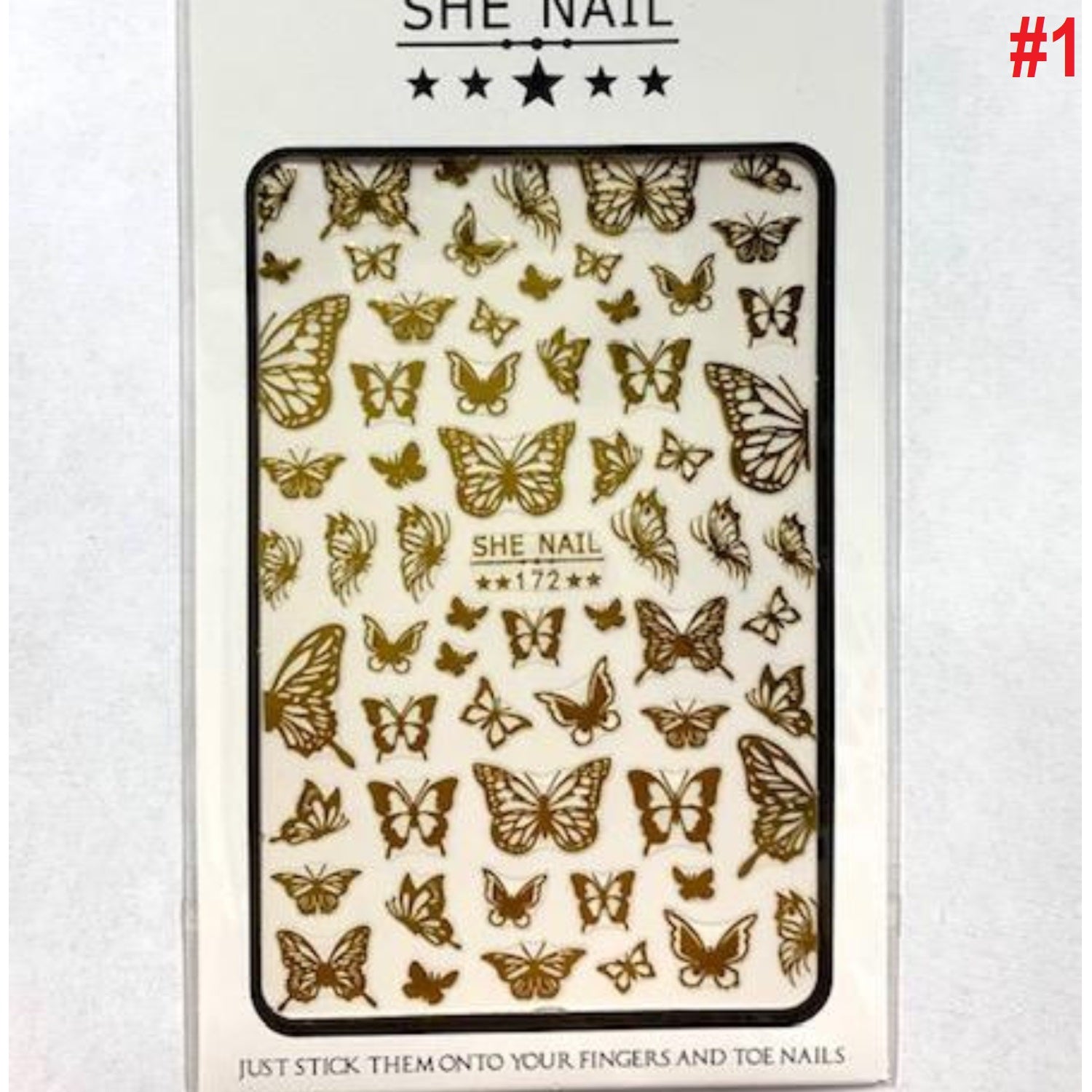 3D Gold Butterflies Nail Sticker - Scarlett Nail Supplies