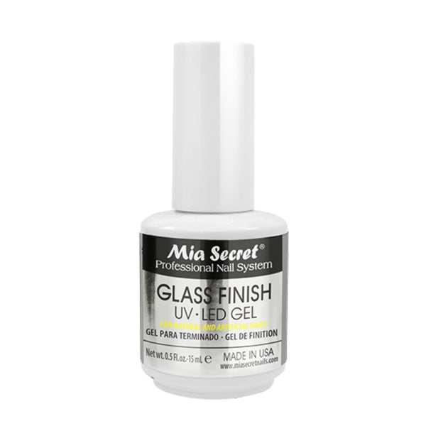 Mia Secret Glass Finish is a soak-off clear UV-LED Gel which can be used over natural nails or any enhancements.