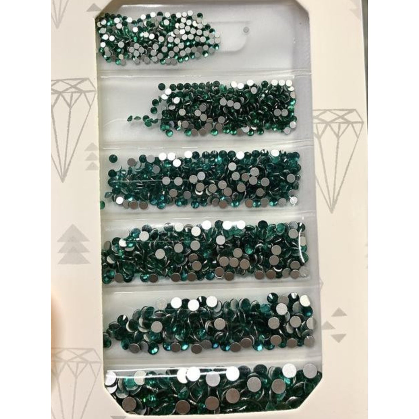 Mixed Size Crystal Flat Back Nail Decoration Persian Green - Green Rhinestone Nail Design