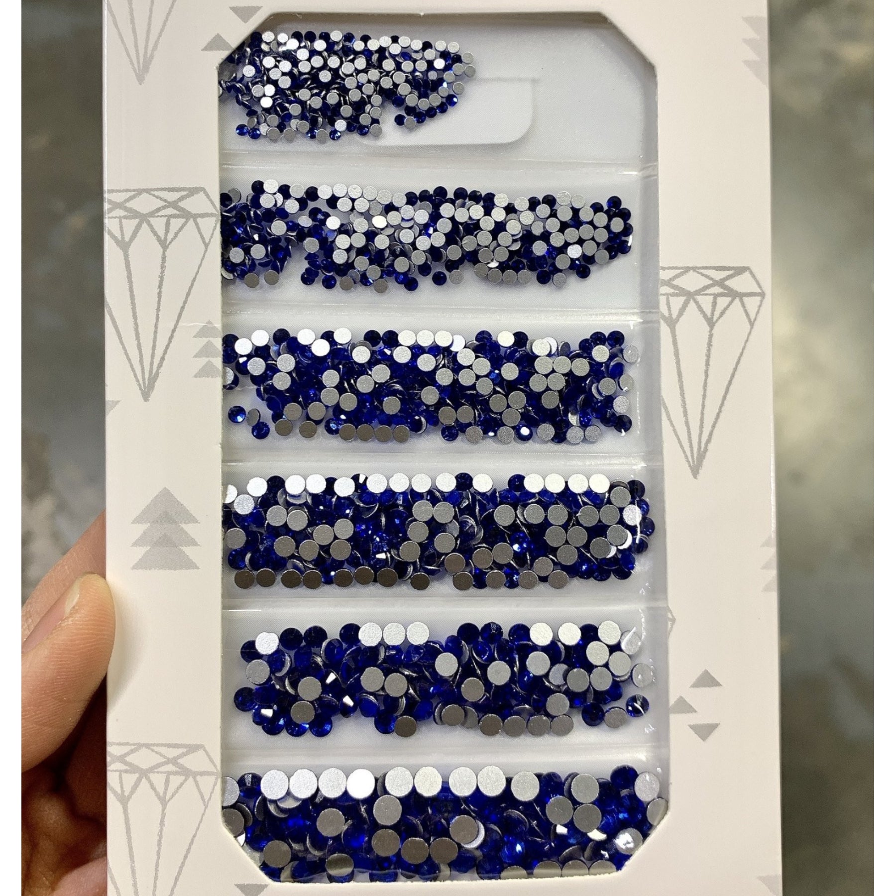Mixed Crystal Flatback Assorted For Nail Design, Royal Blue Crystal , Royal Blue Rhinestone