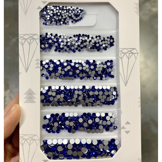 Mixed Crystal Flatback Assorted For Nail Design, Royal Blue Crystal , Royal Blue Rhinestone