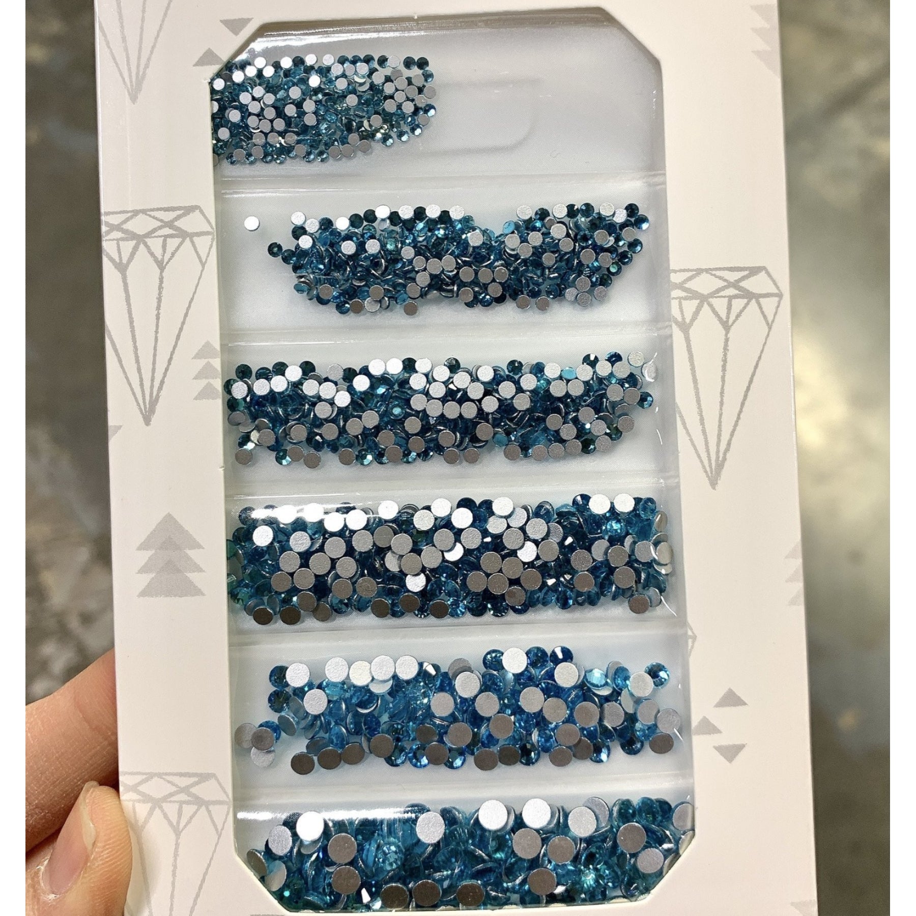 Mixed Crystal Flatback Assorted Pack Nail Art - Blue Zircon, Blue Crystal Rhinestone Nail Design, Nail Art with Blue Gems