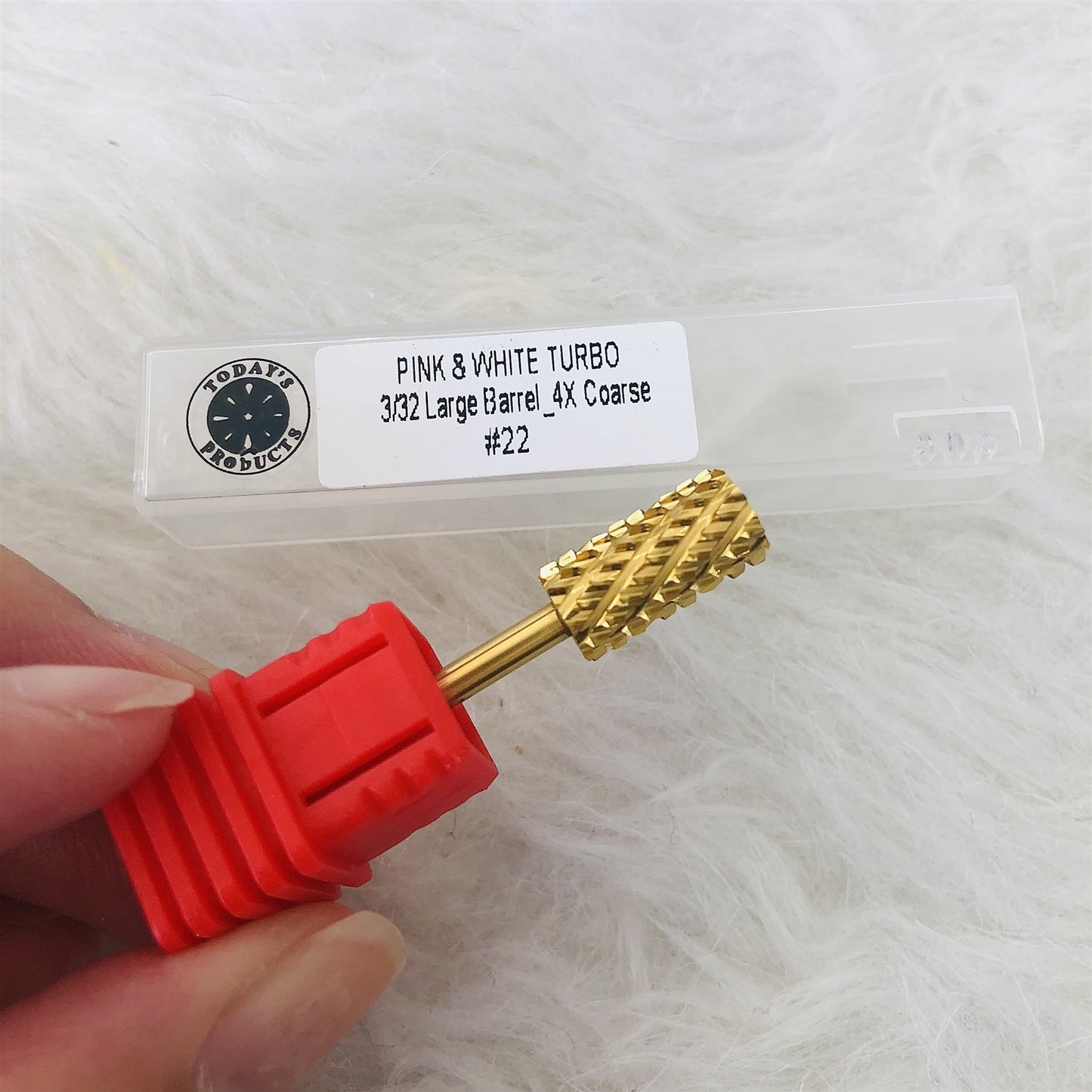 Pink & White Turbo Large Barrel Nail Drill Bit - 4X Coarse This type of drill bits are designed to rapidly file down thick or long pink & white for back-fill process.