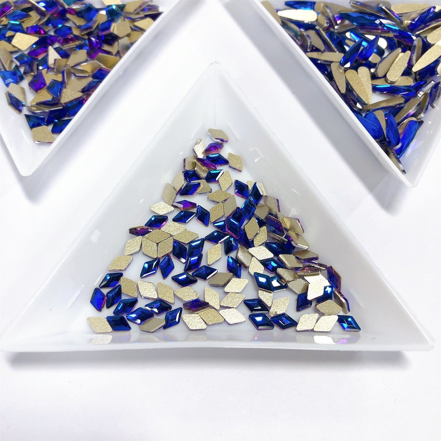 Radiant Blue Rhinestone Rhombus Medium Nail Design, Scarlett Nail Supplies