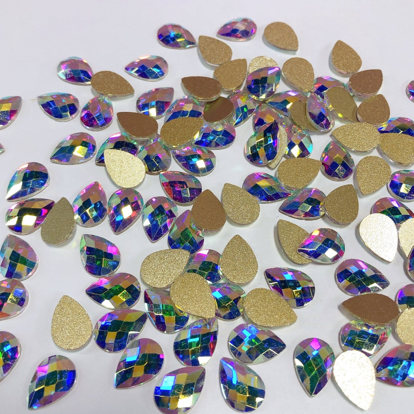 Rhinestones AB Colors Fancy Shapes made of glass, Pear Shape Crystal
