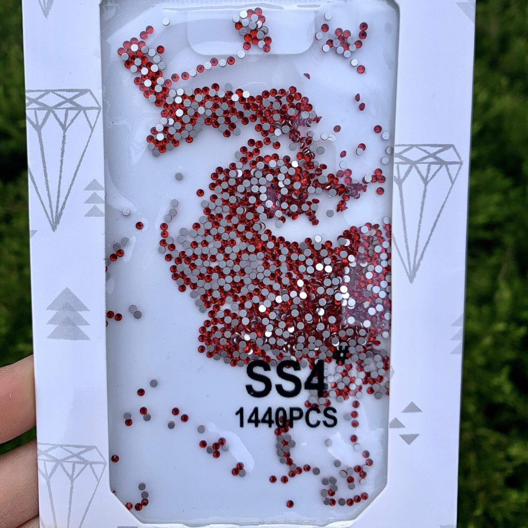 Crystal Glass Flatback SS4 Rhinestone For Nails Decoration, Red Light Siam Color Crystal, Light Siam Crystal Nail Art