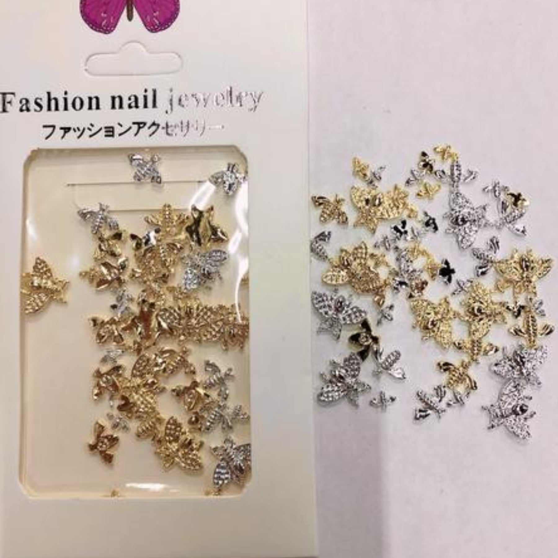 Shiny Silver and Gold Metal Charms for Nail Decorations