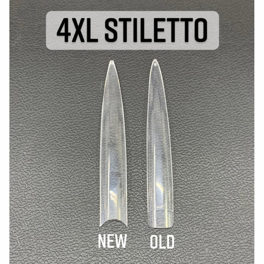 4XL Stiletto Nail Tips - Extra Long Half cover and Clear Color. Packing 120 Pieces in a bag.