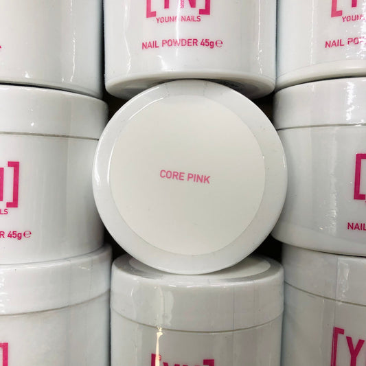 Core Pink Young Nails Brand is professional grade acrylic powder that creates a strong base for nail enhancements.
