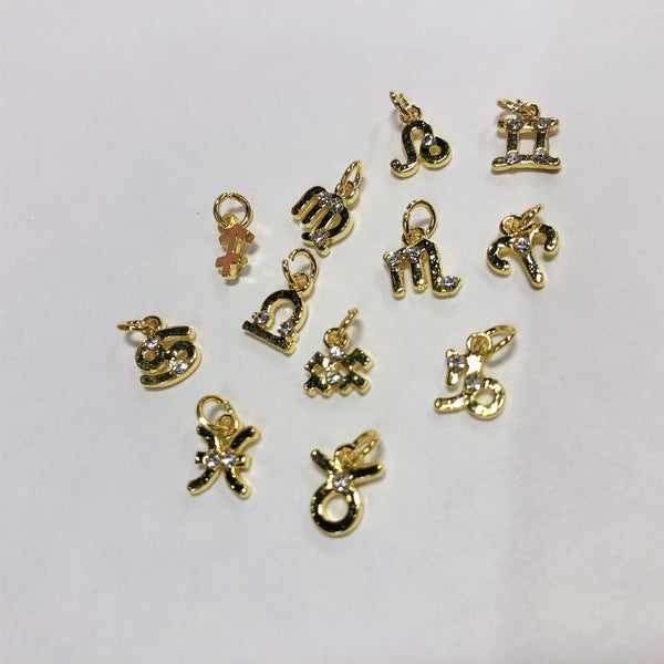 12pcs Metal Charms For Nail Decorations - Golden Zodiac Sign Metal charms coated with bright shiny color and long life-time. Nice shape designed metal charms.